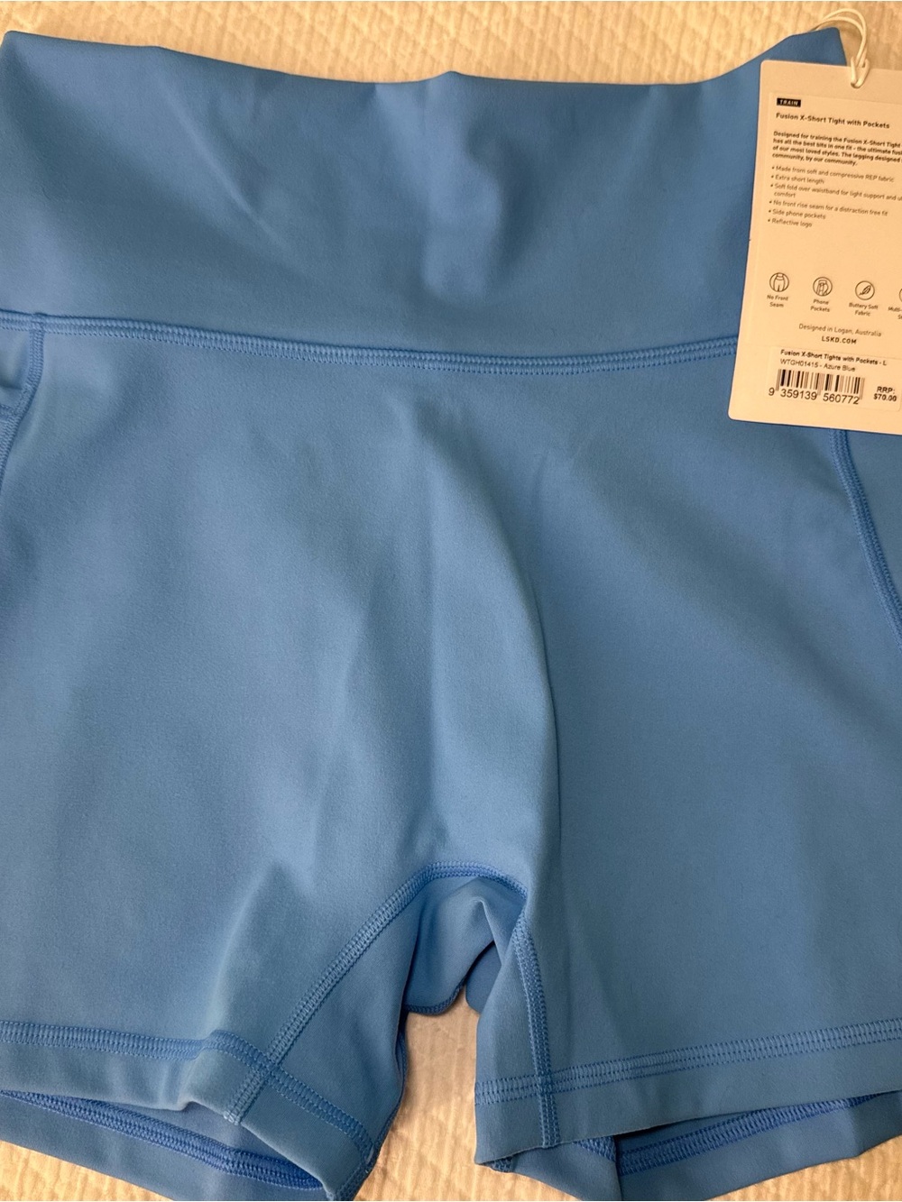 NWT- LSKD Fusion X-Short Tight with Pockets - Azure Blue